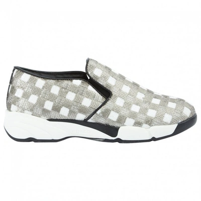 Pre-owned Pinko Canvas Trainers In Silver