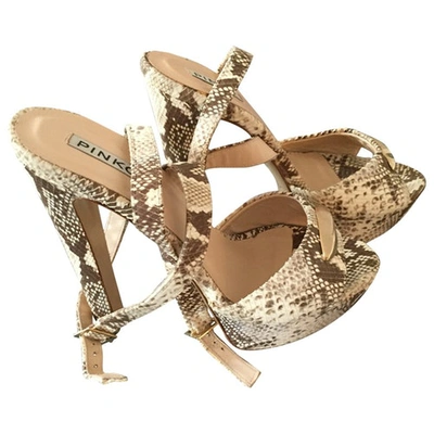 Pre-owned Pinko Beige Leather Sandals