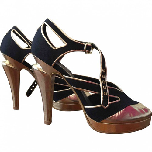 Chanel Gold Cloth Heels | ModeSens