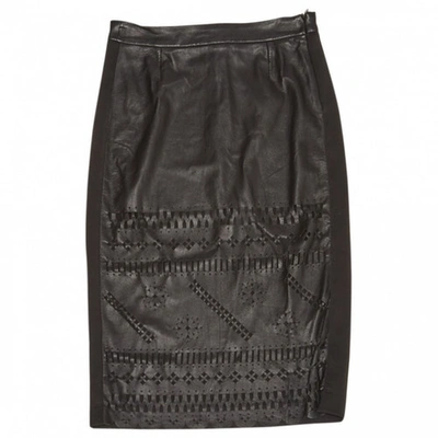 Pre-owned Pinko Leather Mini-skirt In Black