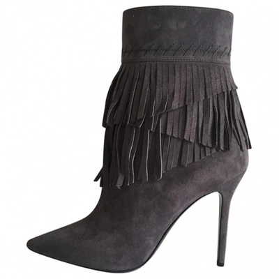 Pre-owned Aperlai Anthracite Suede Ankle Boots