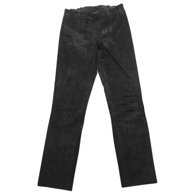 Pre-owned Stouls Suede Skinny Trousers In Anthracite