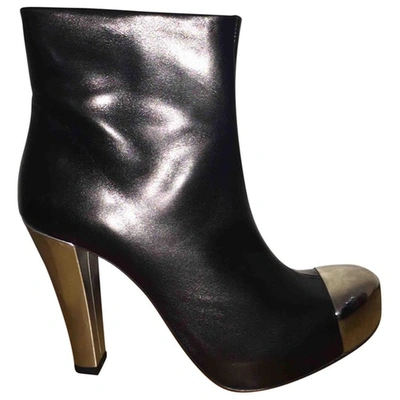 Pre-owned Frankie Morello Leather Ankle Boots In Black