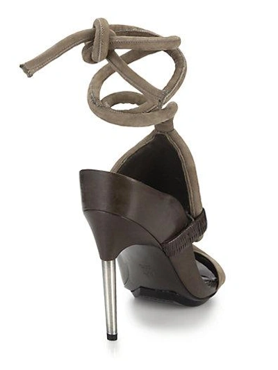 Shop 3.1 Phillip Lim / フィリップ リム Marquise Metal-heeled Leather & Suede Ankle-tie Sandals In Clay