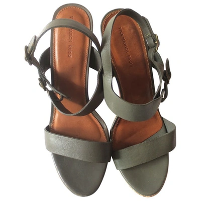 Pre-owned Tila March Leather Sandals In Grey