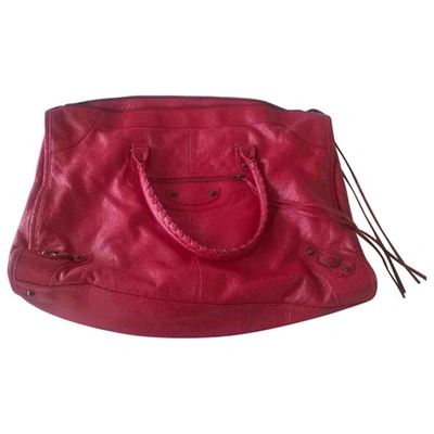 Pre-owned Balenciaga Weekender Red Leather Handbag