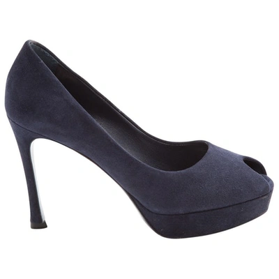 Pre-owned Saint Laurent Trib Too Heels In Navy