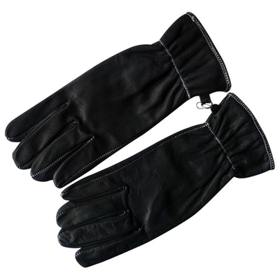 Pre-owned Maison Fabre Leather Gloves In Black