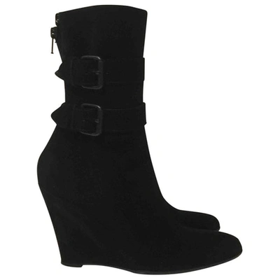 Pre-owned Helmut Lang Black Suede Ankle Boots