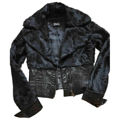 Pre-owned Dolce & Gabbana Black Mongolian Lamb Leather Jacket