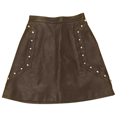 Pre-owned Saint Laurent Leather Mini Skirt In Black