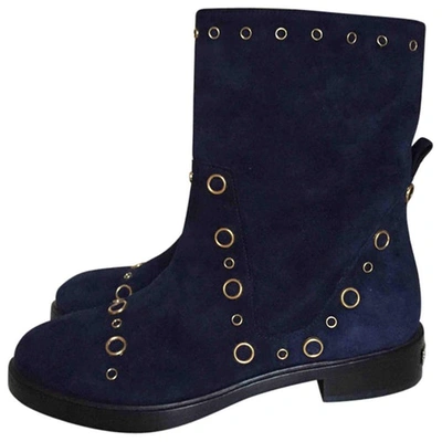 Pre-owned Aperlai Blue Suede Boots