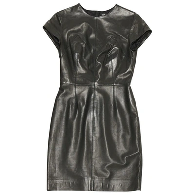 Pre-owned Azzaro Leather Mid-length Dress In Grey