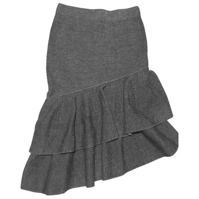 Pre-owned Pinko Wool Mid-length Skirt In Grey