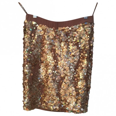Pre-owned Pinko Mini Skirt In Gold