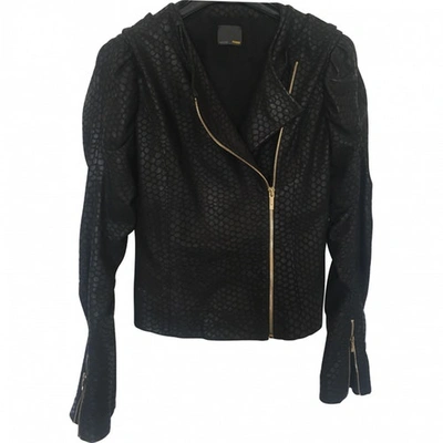 Pre-owned Fendi Leather Biker Jacket In Black