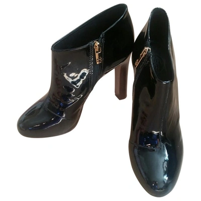 Pre-owned Tory Burch Black Patent Leather Ankle Boots