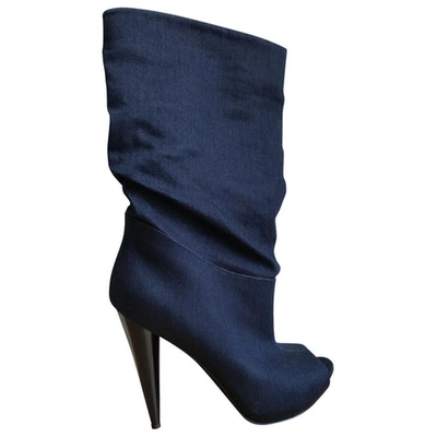 Pre-owned Mcq By Alexander Mcqueen Cloth Boots In Blue