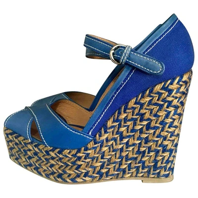 Pre-owned Sergio Rossi Cloth Sandals In Blue