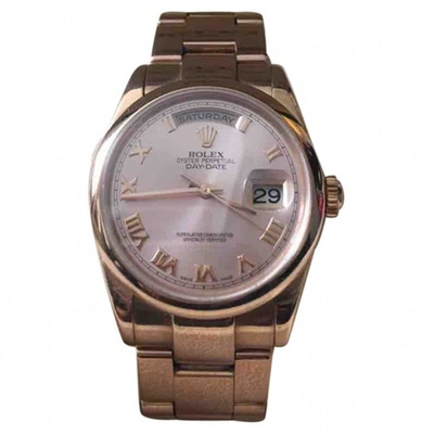 Pre-owned Rolex Day-date Pink Gold Watch