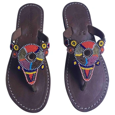 Pre-owned Laidback London Leather Flip Flops In Multicolour