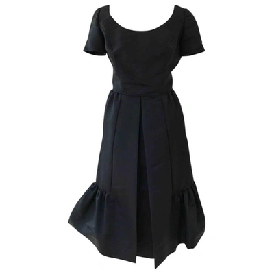 Pre-owned Bill Blass Silk Mid-length Dress In Black