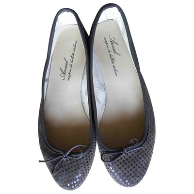Pre-owned Anniel Grey Leather Ballet Flats