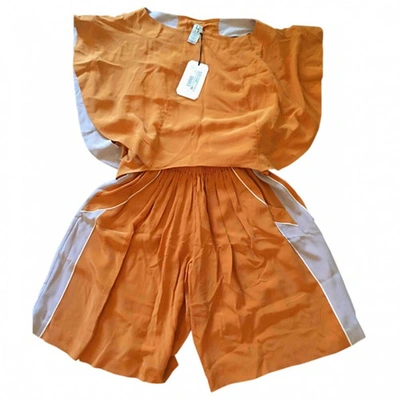Pre-owned Pinko Orange Silk Jumpsuit