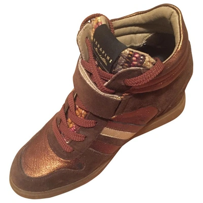 Pre-owned Serafini Manhattan Brown Leather Trainers