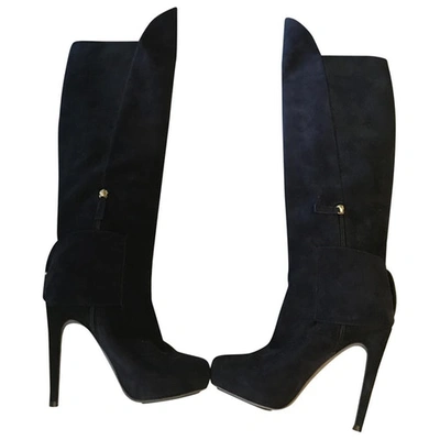 Pre-owned Aperlai Navy Suede Boots
