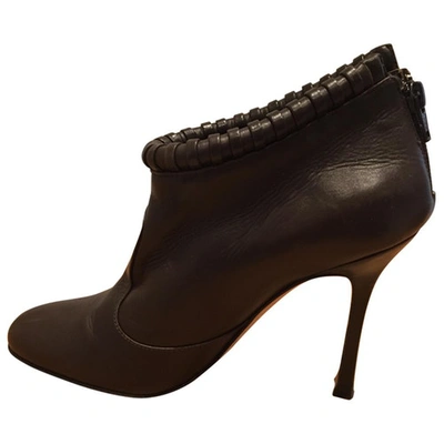 Pre-owned Brian Atwood Leather Ankle Boots In Brown