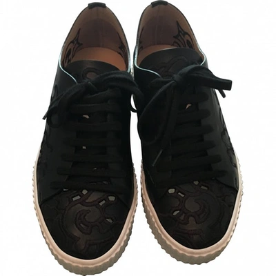 Pre-owned Pinko Leather Trainers In Black