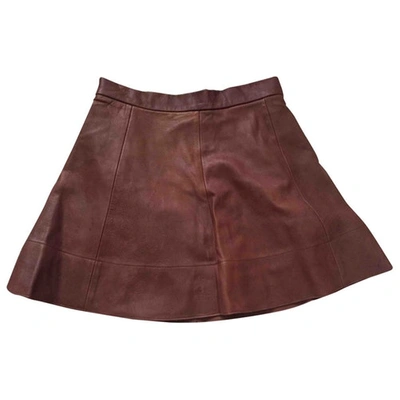 Pre-owned A.l.c Leather Mini Skirt In Brown