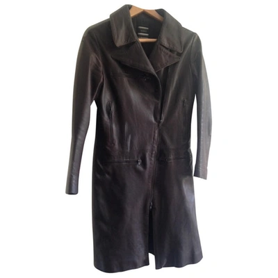 Pre-owned Joseph Leather Coat In Brown