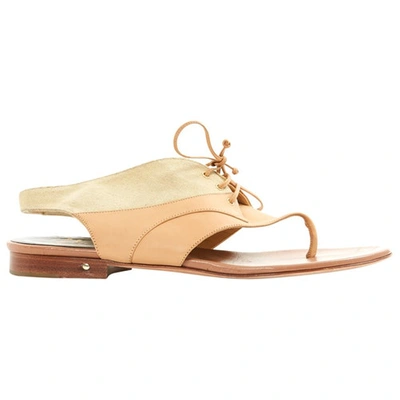 Pre-owned Laurence Dacade Leather Flat In Beige