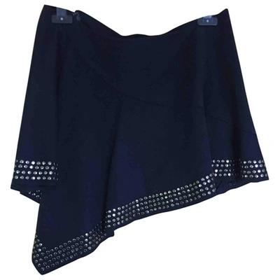 Pre-owned Roberto Cavalli Wool Mini Skirt In Black