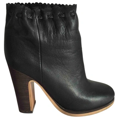 Pre-owned See By Chloé Leather Ankle Boots In Black