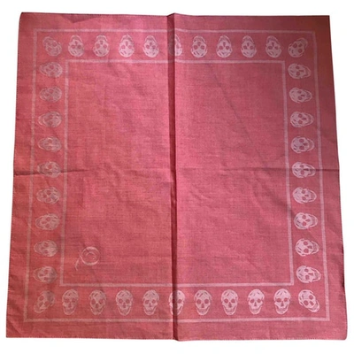 Pre-owned Alexander Mcqueen Silk Handkerchief In Pink