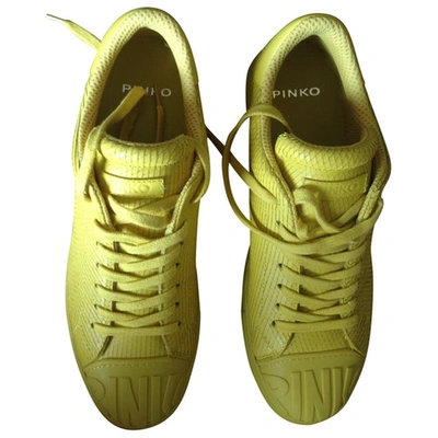 Pre-owned Pinko Yellow Leather Trainers