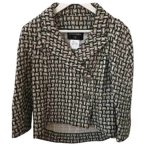 Chanel Grey Silk Jacket | ModeSens