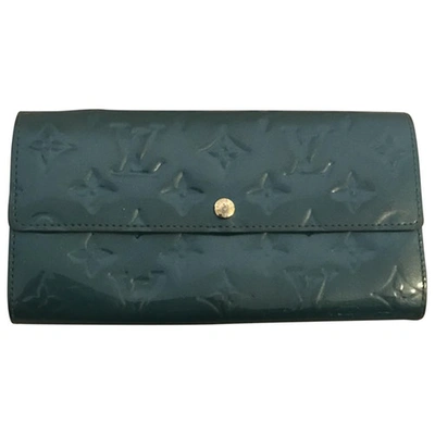 Pre-owned Louis Vuitton Patent Leather Wallet In Blue