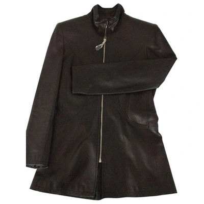 Pre-owned Bruno Magli Leather Coat In Black