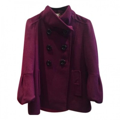 Pre-owned Carolina Herrera Wool Coat In Purple