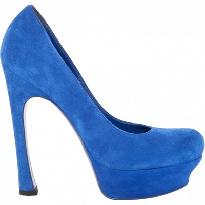 Pre-owned Saint Laurent Palais Heels In Blue