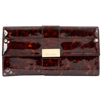 Pre-owned Jimmy Choo Patent Leather Wallet In Brown