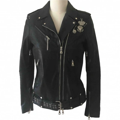 Pre-owned Balmain Leather Biker Jacket In Black