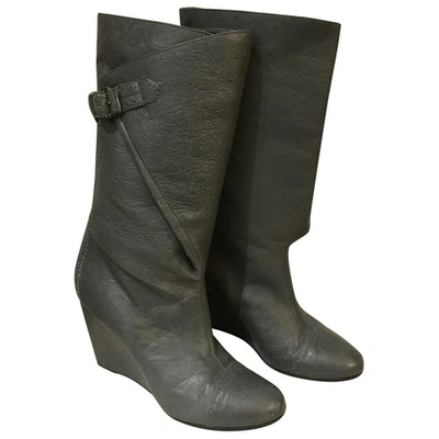Pre-owned Balenciaga Leather Ankle Boots In Grey