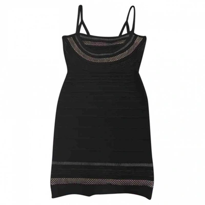 Pre-owned Herve Leger Mini Dress In Black