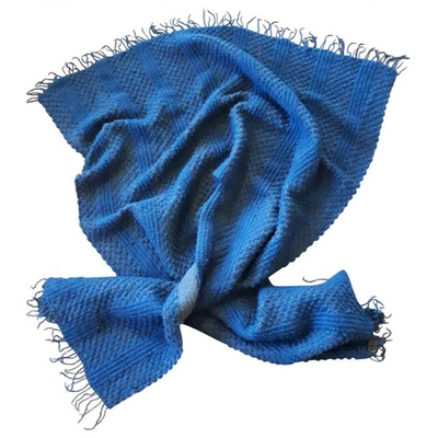 Pre-owned Pinko Blue Wool Scarf