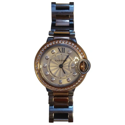 Pre-owned Cartier Ballon Bleu Pink Gold And Steel Watch